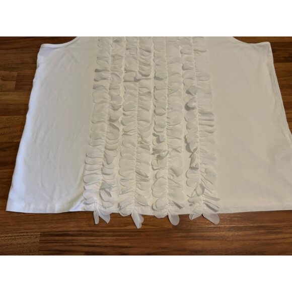 Chicos Cream PLUS Size 4 XXL NWT Sleeveless Layers of Ruffles Scoop Neck Stretch - Picture 9 of 10